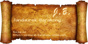 Jandaurek Barakony névjegykártya